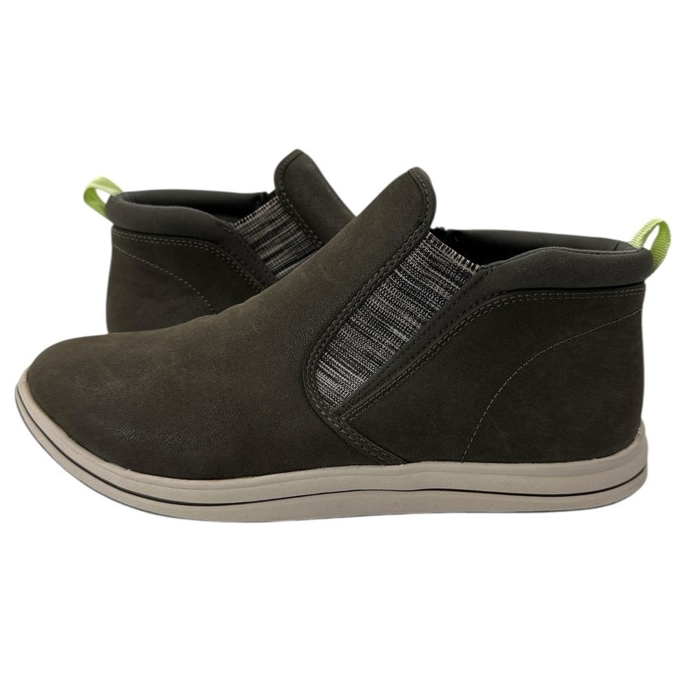 Clarks Breeze Clover Slip-On Ankle Booties Dark Olive Suede Comfort Shoes 9